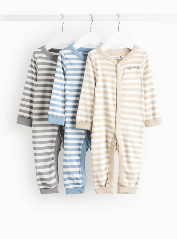 Stripe Sleepsuit 3 Pack 9-12 months